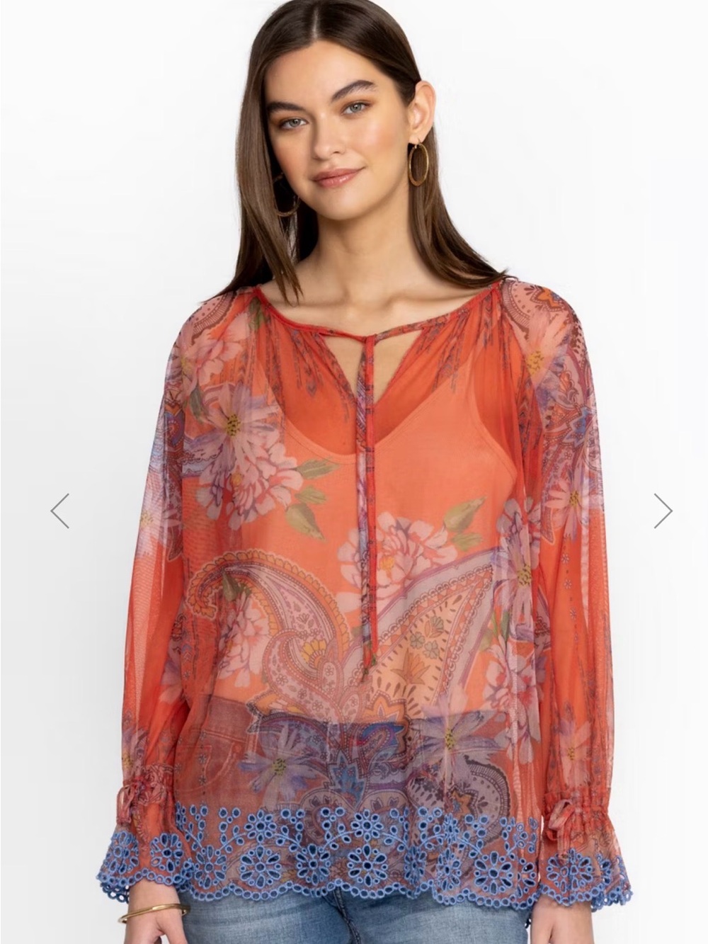 Johnny Was PAISLEY MESH BLOUSE